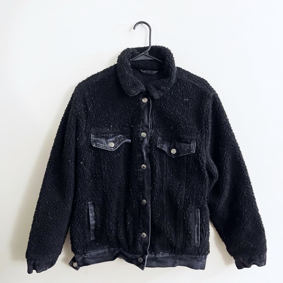 Vintage 90s Reversible Sherpa Denim Forever 21 Coat Jacket Grunge Casual Emo - Picture 6 of 10